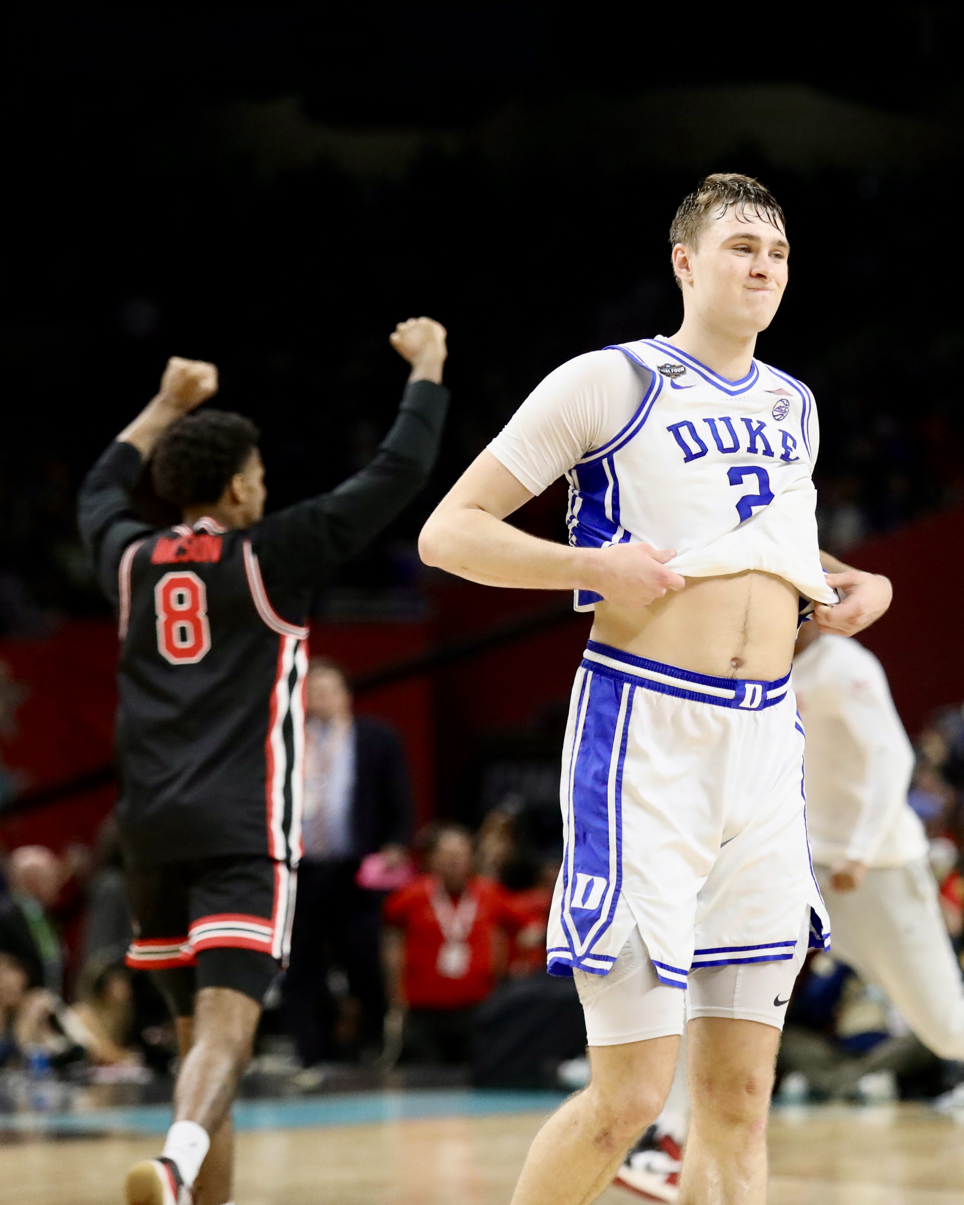 duke basketball player cooper flagg walks off court after final four loss