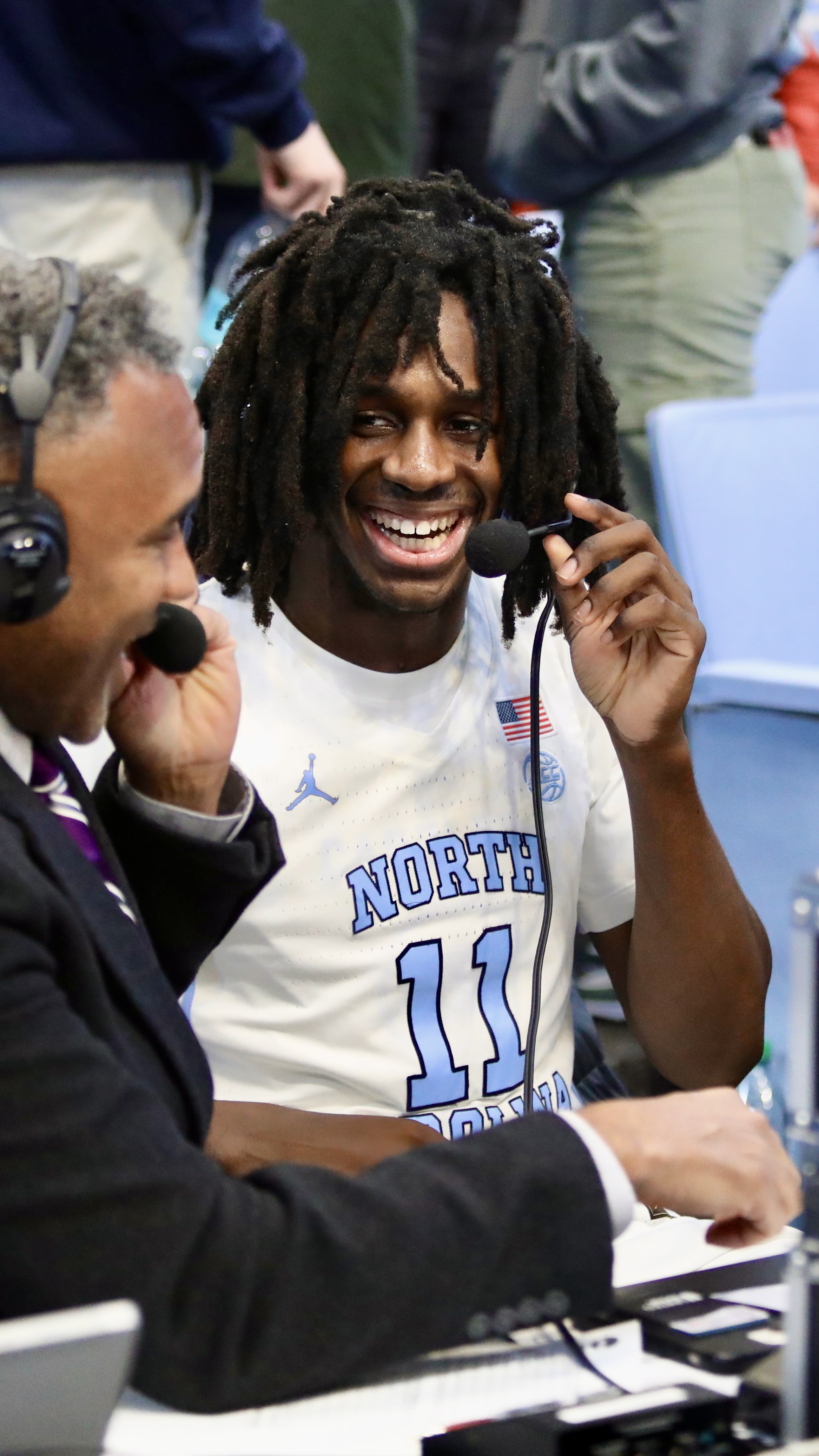 unc basketball player ian jackson in a postgame radio interview with ACC radio host Corey Alexander